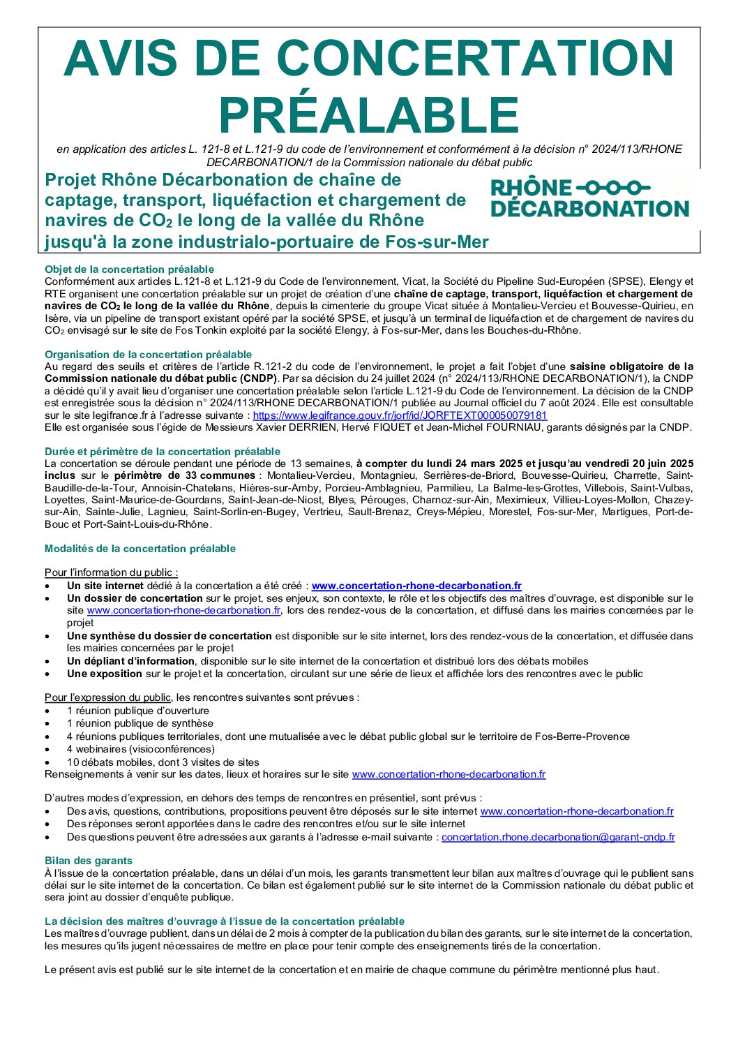 Concertation publique Rhône décarbonation